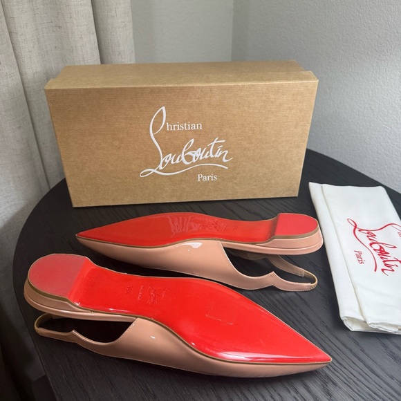 Christian Louboutin Hot Chickita Sling Flat Patent Nude 38.5 - Picture 8 of 8